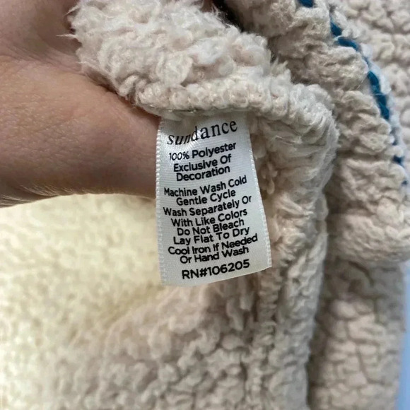 Sundance Mountain Loft Oversized Boho Pullover Sherpa Sweater Aztec Beige Sz XS - Picture 8 of 10